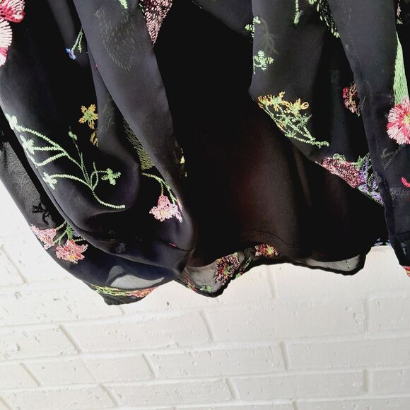 Calvin Klein Black Sheer Floral Embroidered Swing Sleeveless Dress Sz:12 - Picture 5 of 5